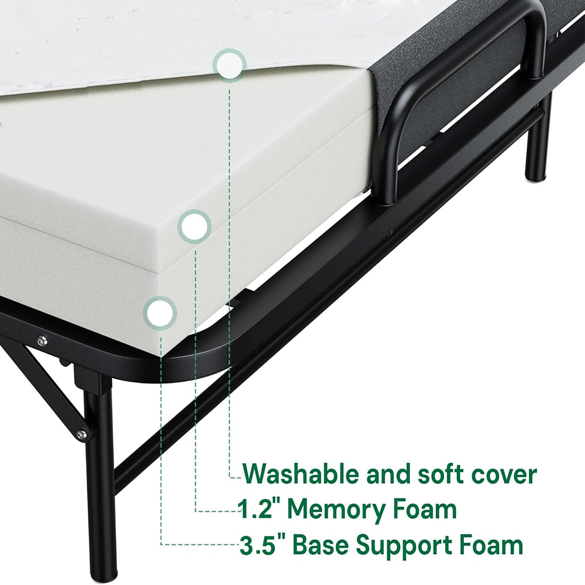Folding Bed with Mattress with Wheels V93700