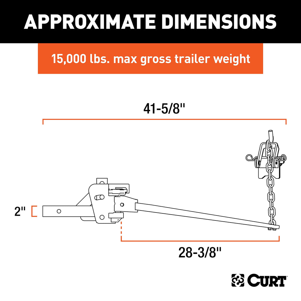 Weight Distribution Hitch, 15,000 lbs., 2-Inch Shank U66710