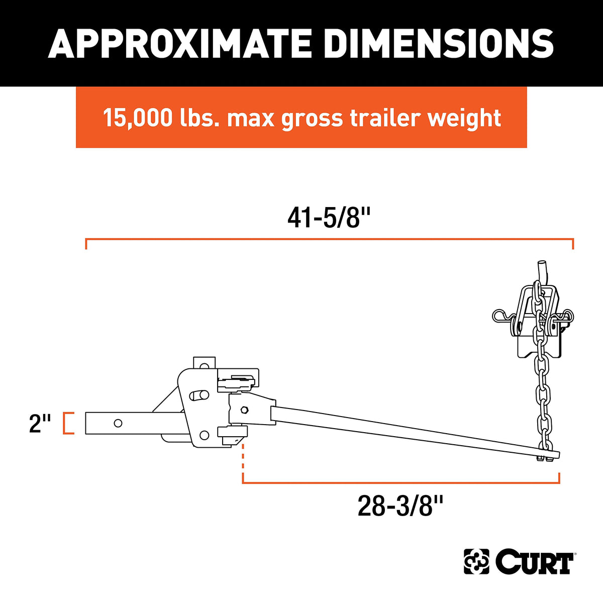 Weight Distribution Hitch, 15,000 lbs., 2-Inch Shank U66710