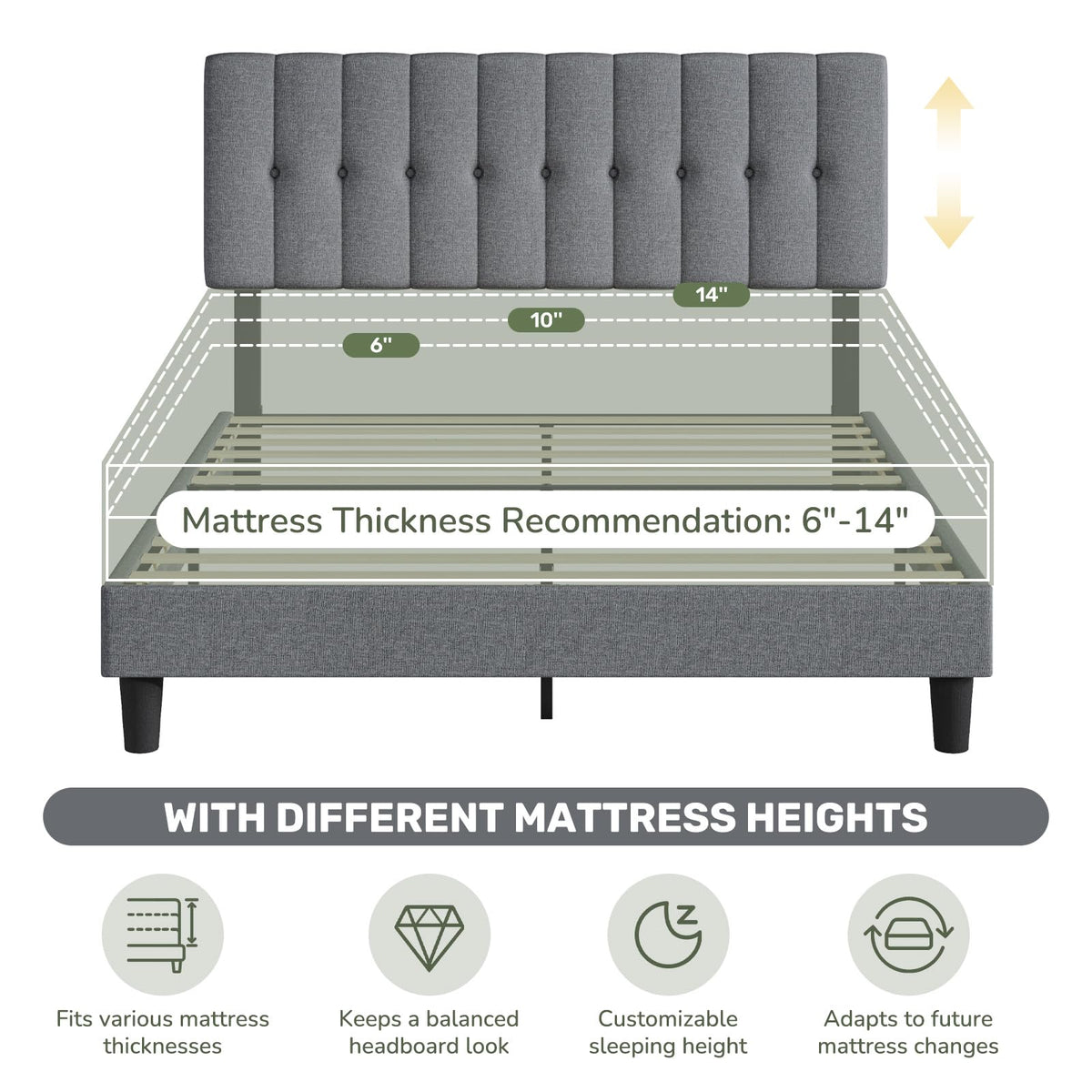 Queen Size Bed Frame with Headboard G46261