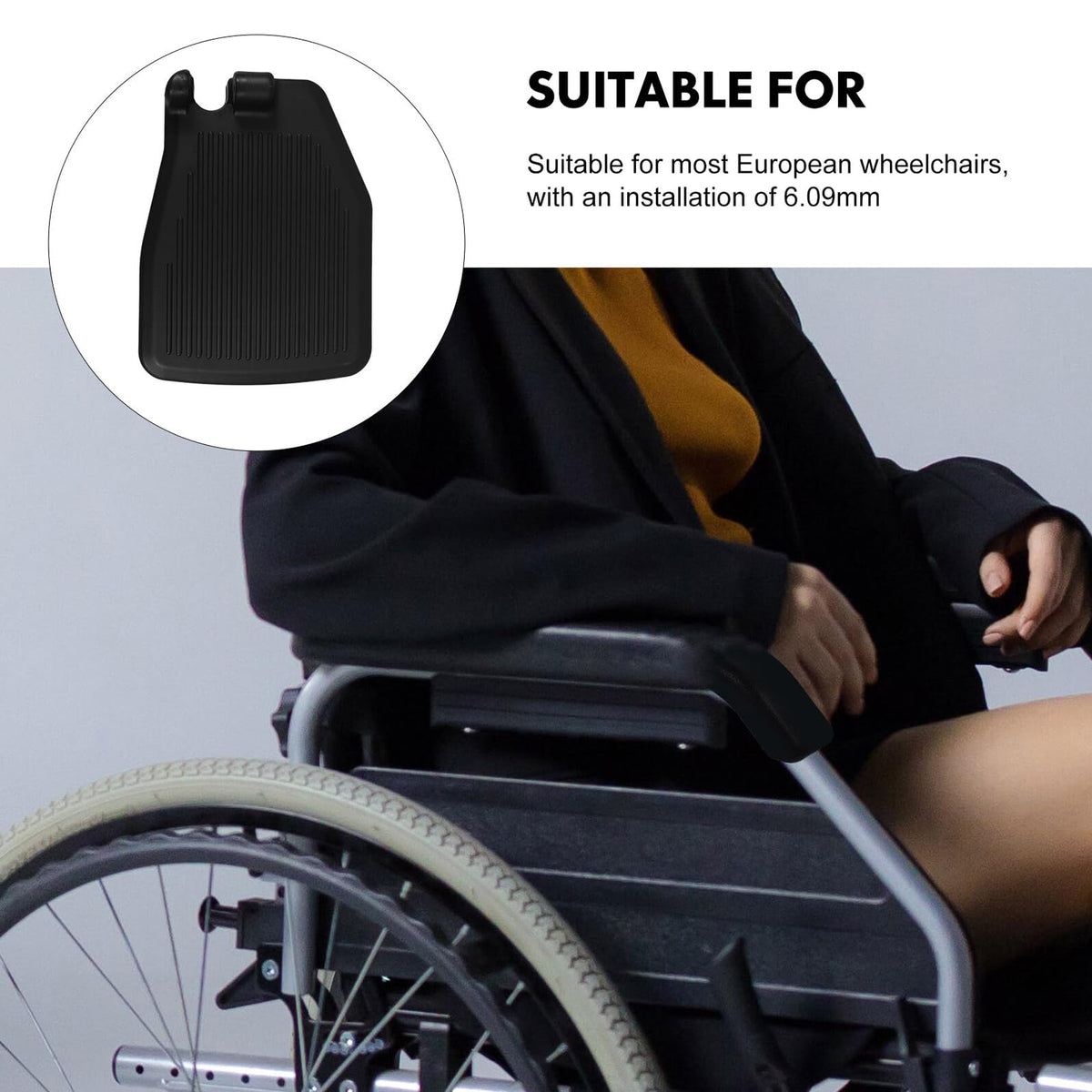 Black Plastic Wheelchair Footplates Replacement Pair A695