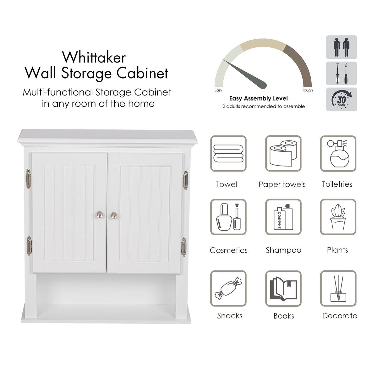 White Wall-Mounted Bathroom Cabinet T429