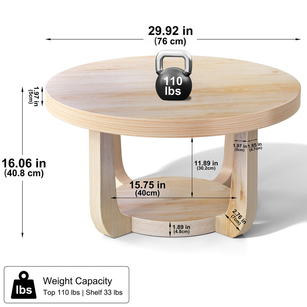 Round 2-Tier Coffee Table with Storage Z622