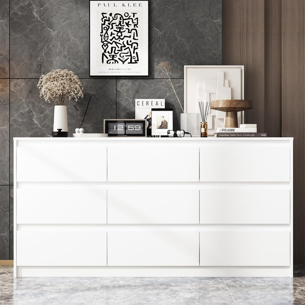 White 9 Drawer Wood Dresser K870759