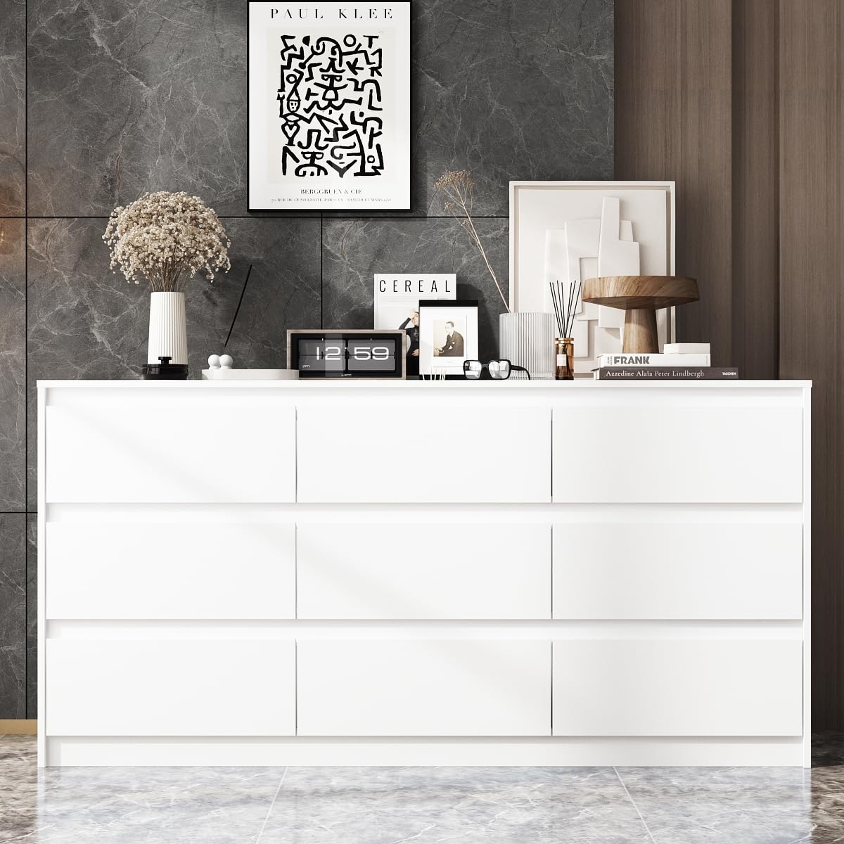 White 9 Drawer Wood Dresser K870759