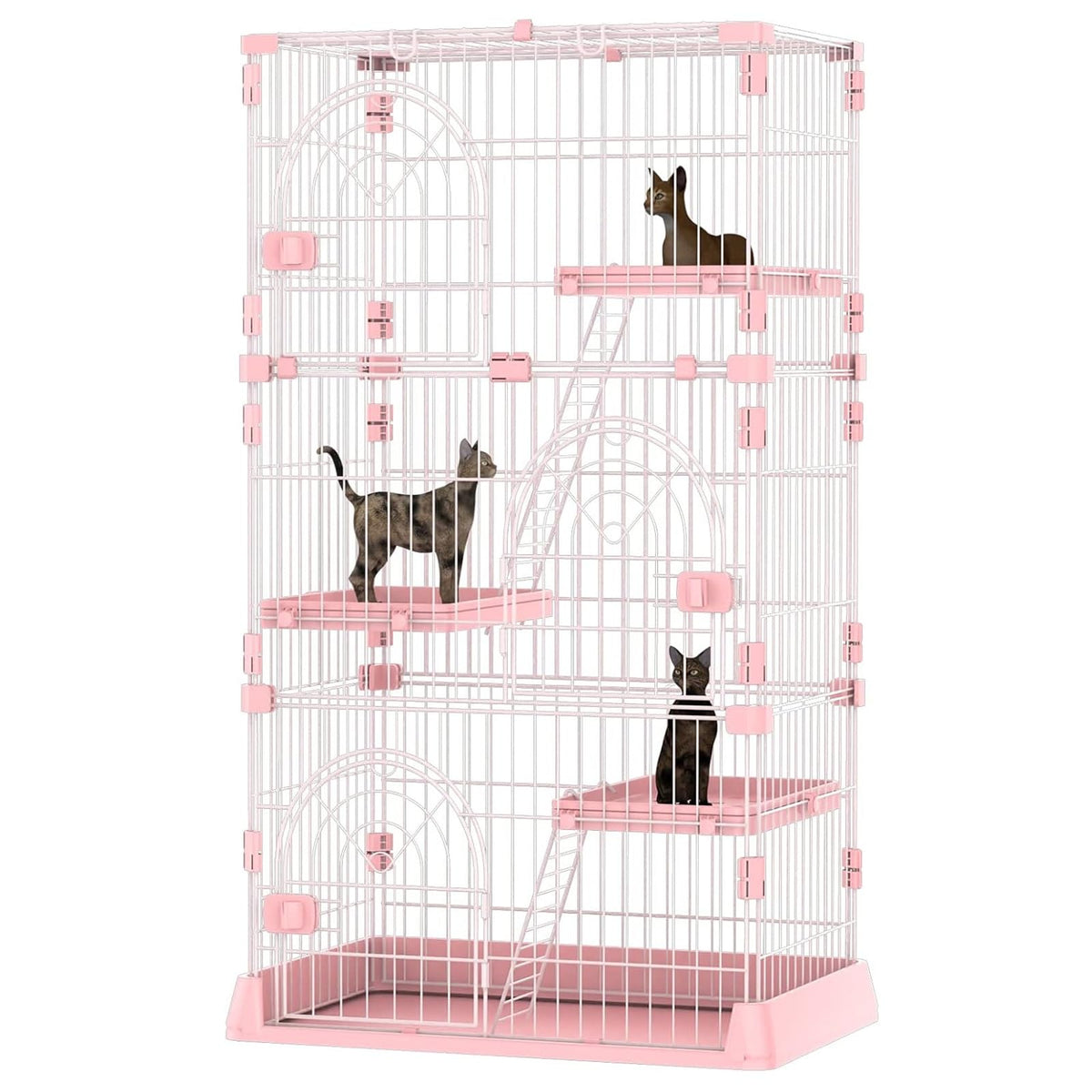 4-Tier Metal Indoor Cat Enclosure with 3 Doors W77222