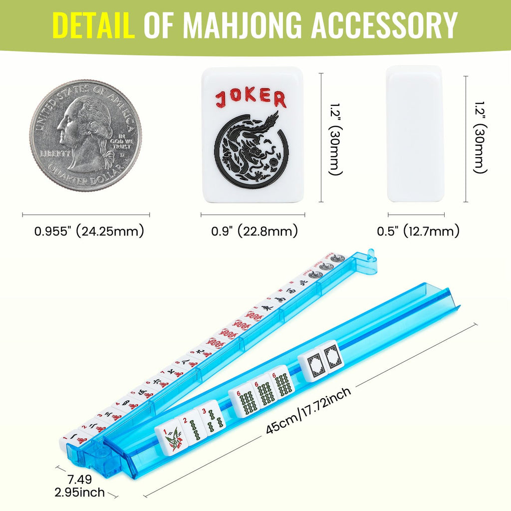 White 166 Tiles Mahjong Set with Blue Carrying Bag E8062