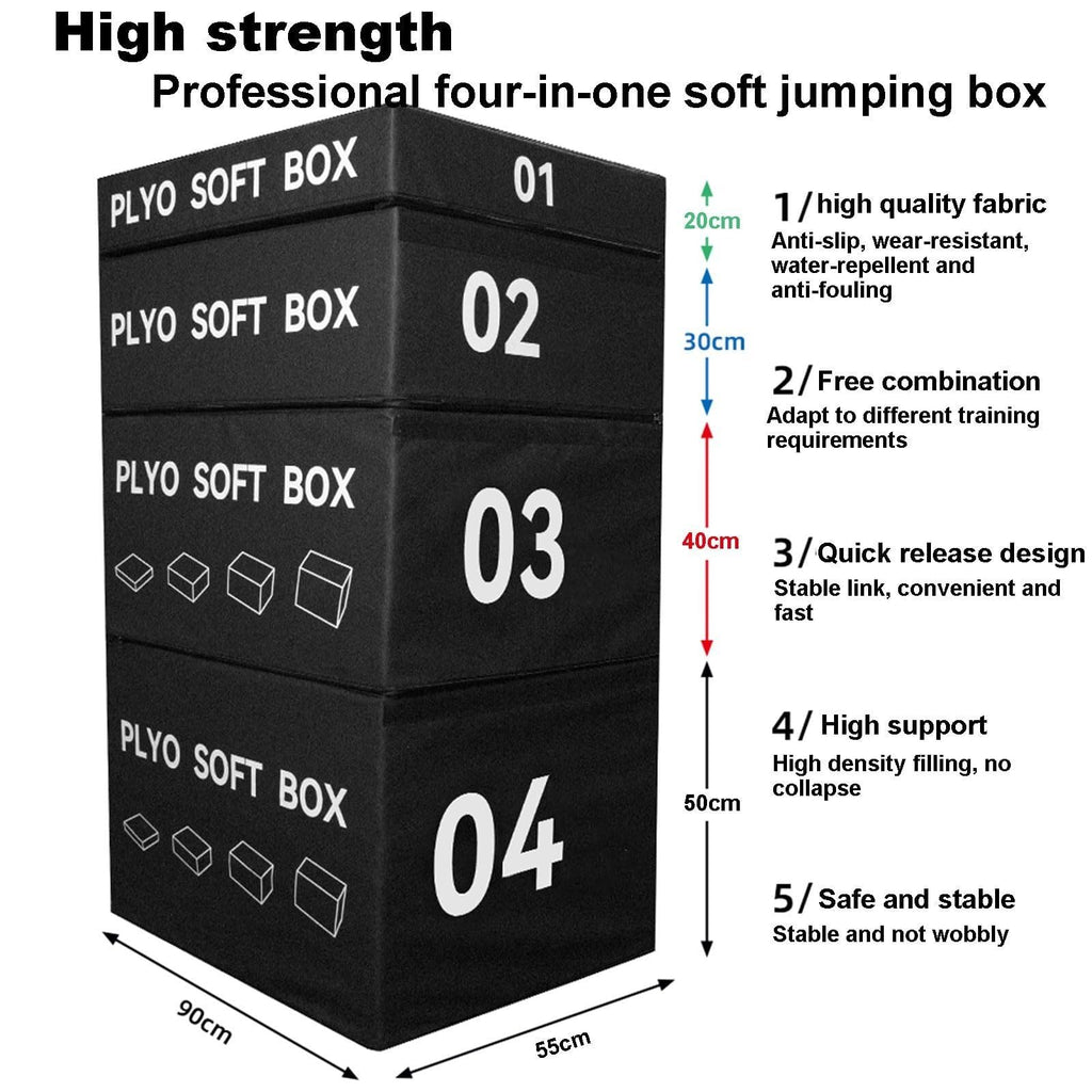 4-in-1 Foam Jumping Exercise Box Non-slip PU Leather Cover Y50242