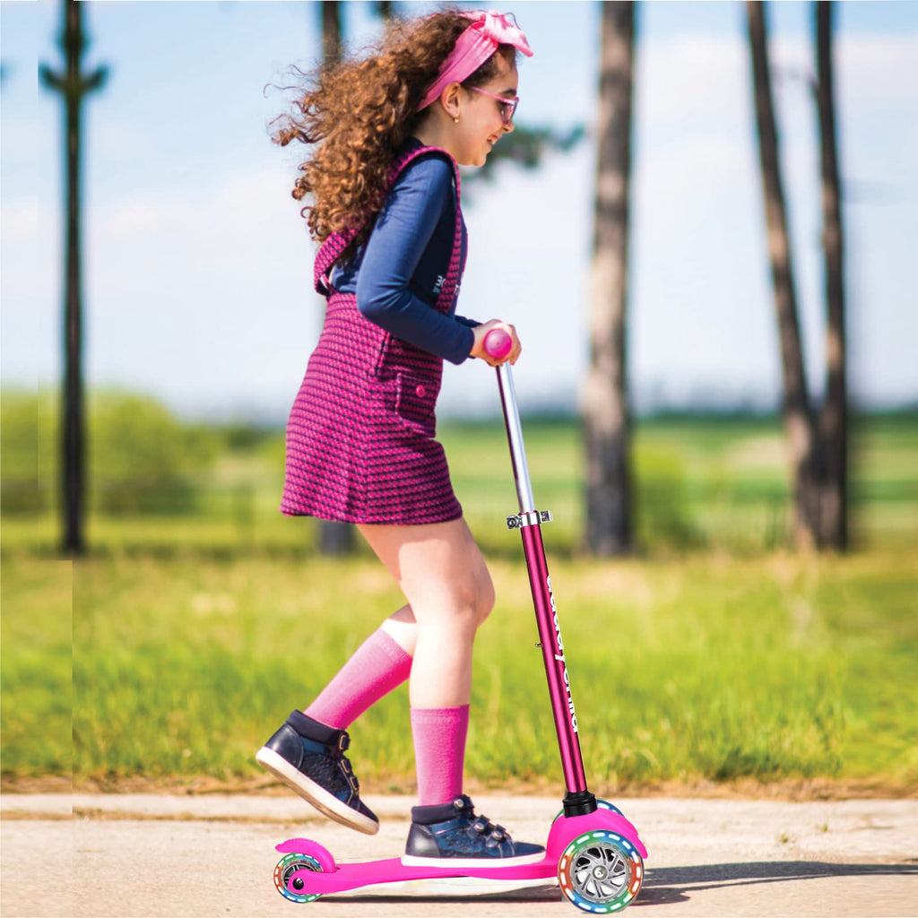 3-Wheel Kick Scooter with Light Up Wheels, 4 Adjustable Heights, Foldable D94362
