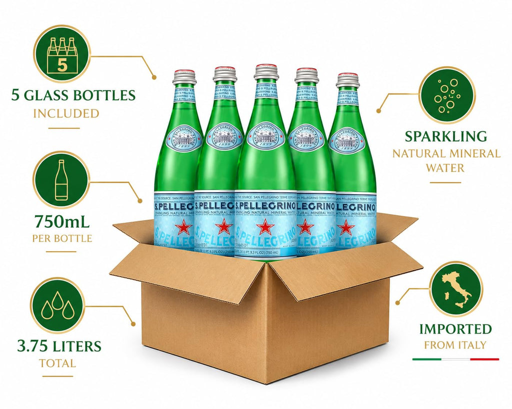 Sparkling Natural Mineral Water 750 mL Glass Bottles 5 Pack I750
