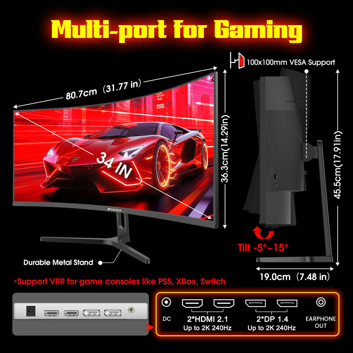 34 Inch Curved 240Hz UWQHD Gaming Monitor I572323