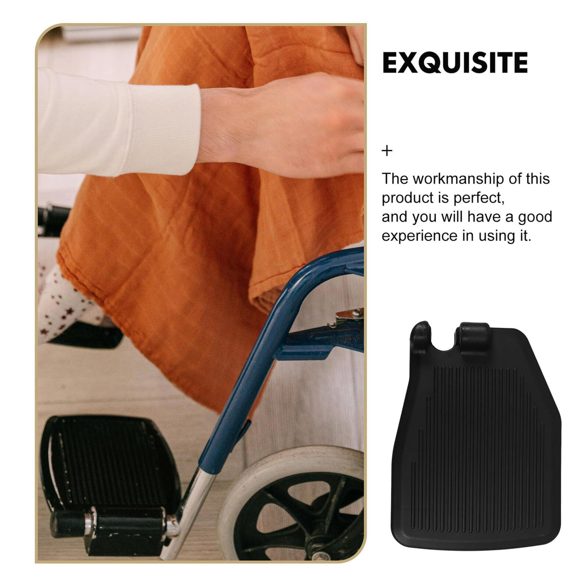 Black Plastic Wheelchair Footplates Replacement Pair A695