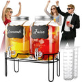 1 Gallon Glass Drink Dispenser 2 Pack with Fruit Infuser and Stand N2952