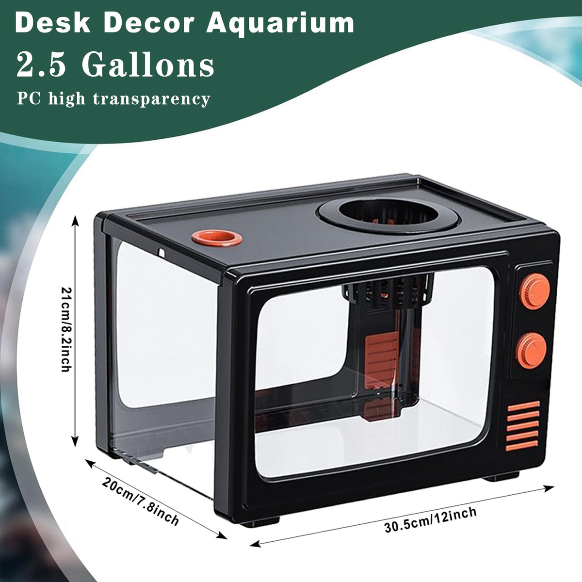 2.5 Gallon Fish Tank Kit with LED Lights, Filter & Plant Planter K140