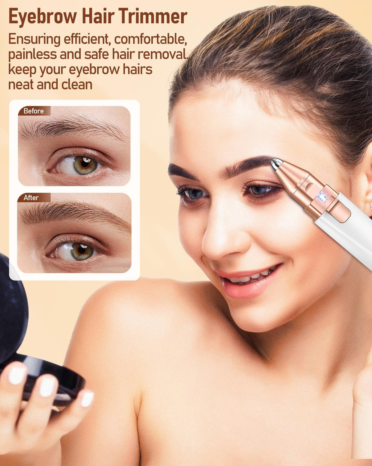 2 in 1 Rechargeable Eyebrow Trimmer Facial Hair Remover with LED Light D213