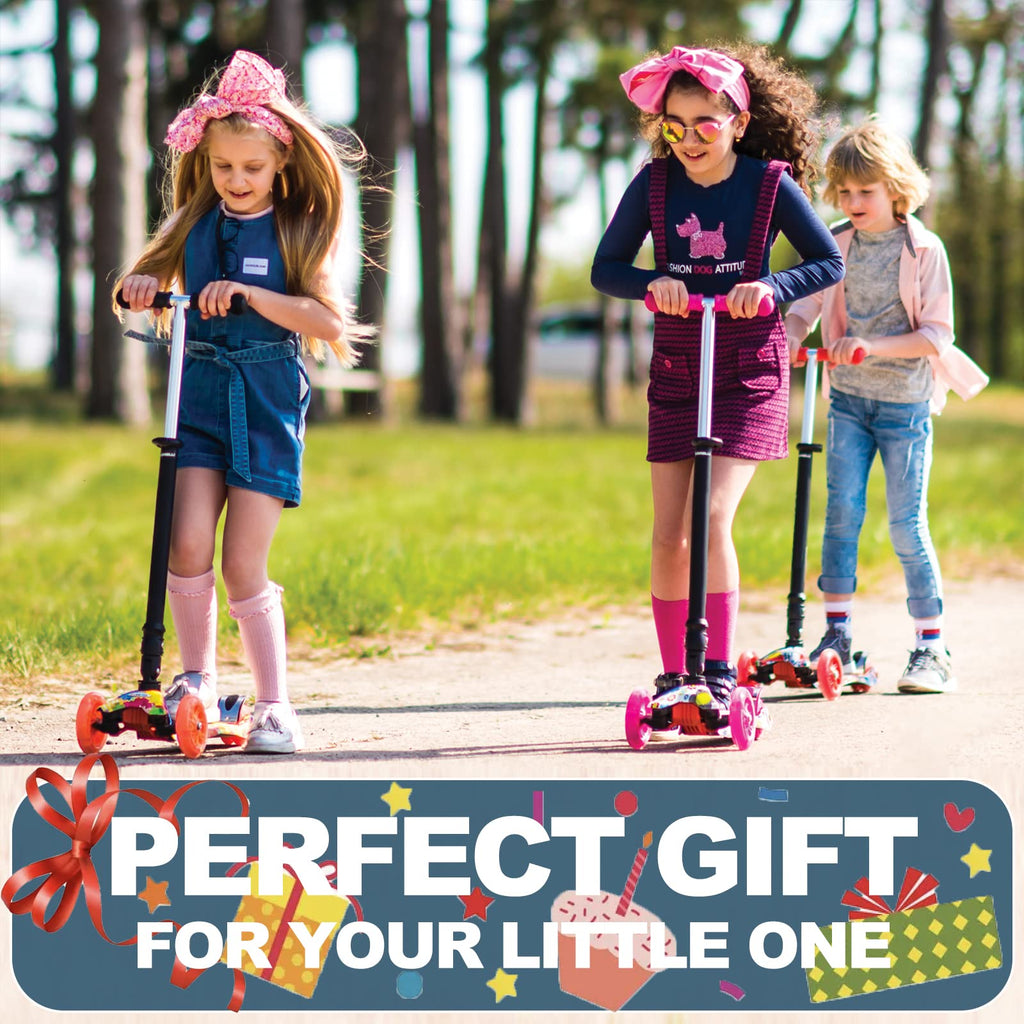 3-Wheel Kick Scooter with Light Up Wheels, 4 Adjustable Heights, Foldable D94362