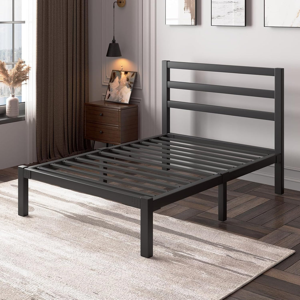 Twin Size Black Metal Bed Frame with Headboard M817964