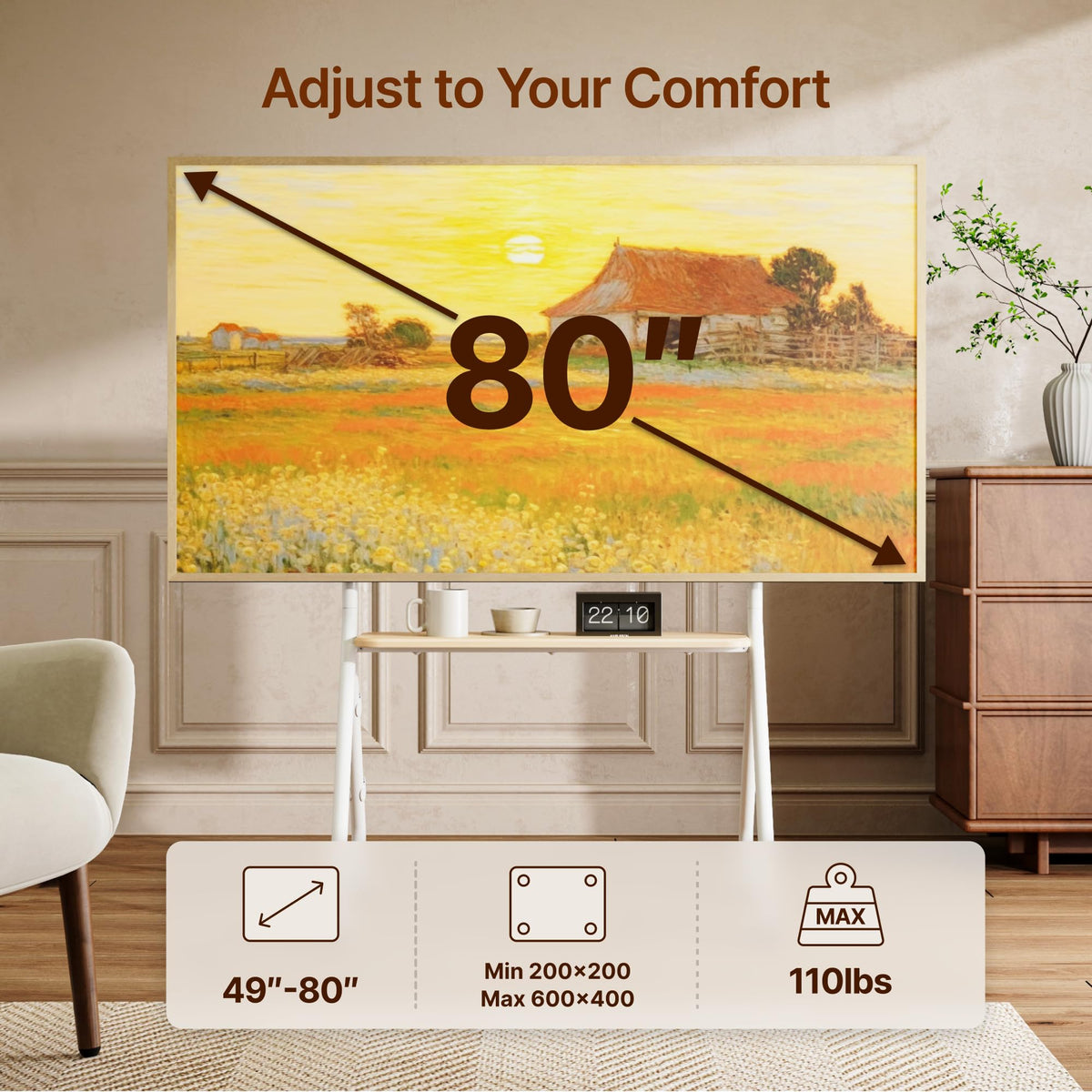 White Rolling TV Stand Y117