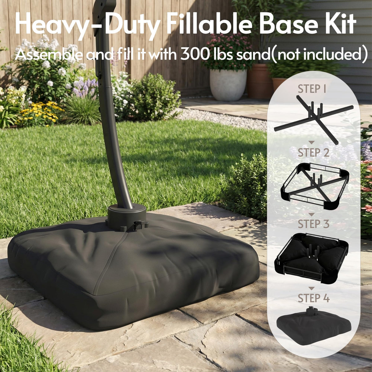 11FT Navy Blue Aluminum Cantilever Patio Umbrella with Base J921391
