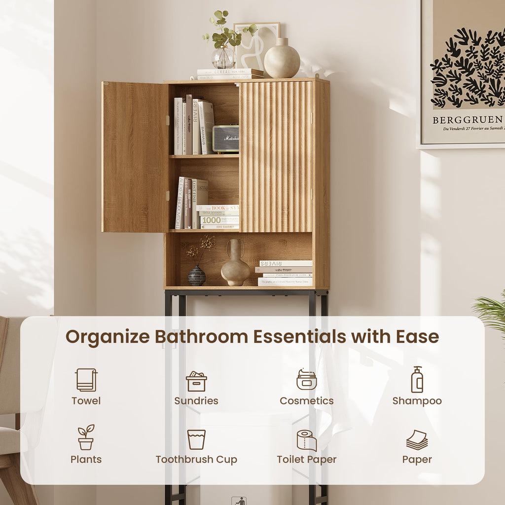 Freestanding Tall Wood Over The Toilet Storage Cabinet S53838