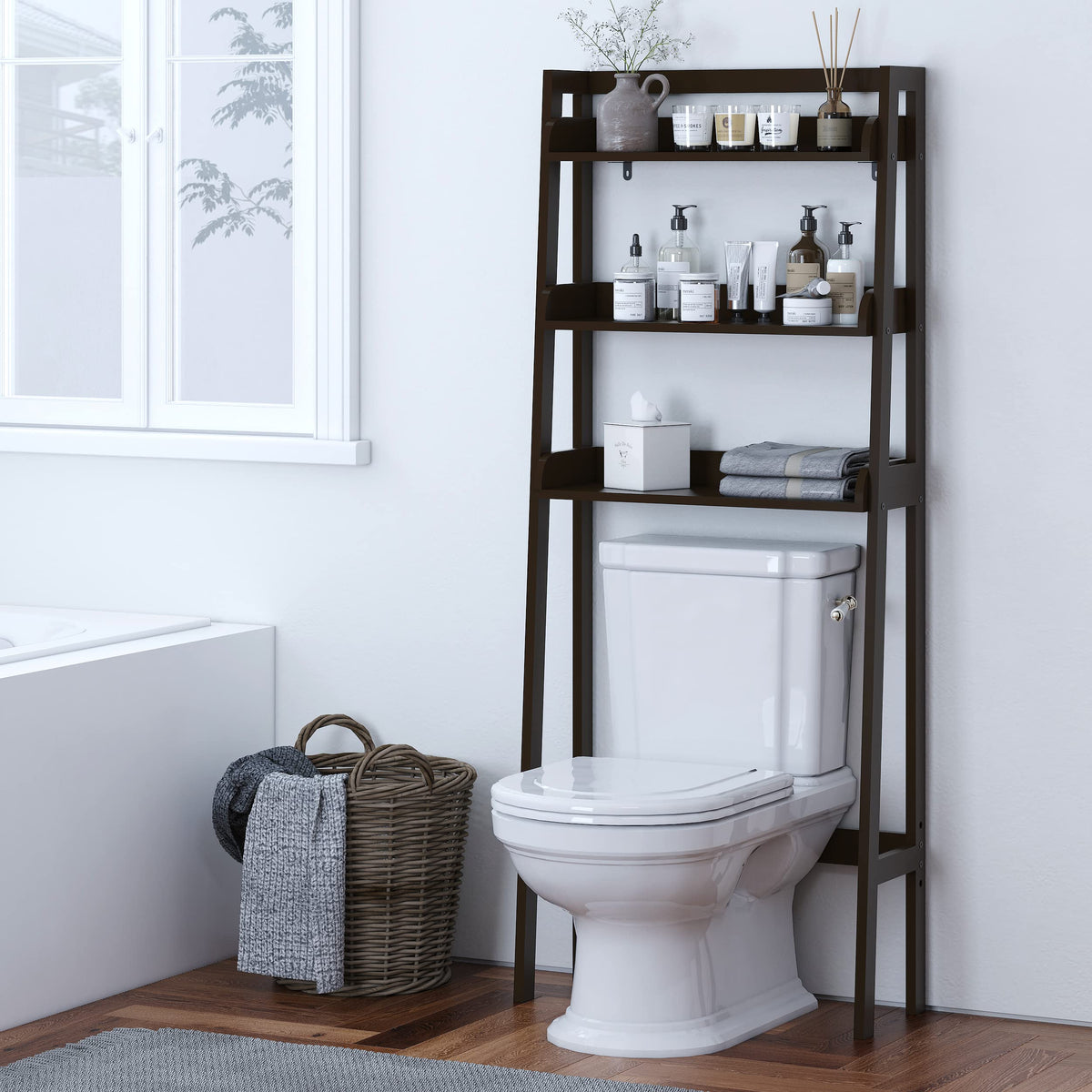 3-Tier Espresso Wood Bathroom Organizer S30567