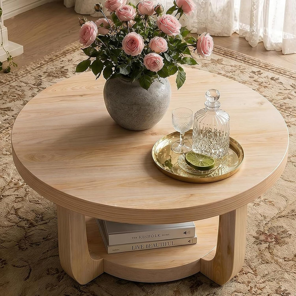 Round 2-Tier Coffee Table with Storage Z622