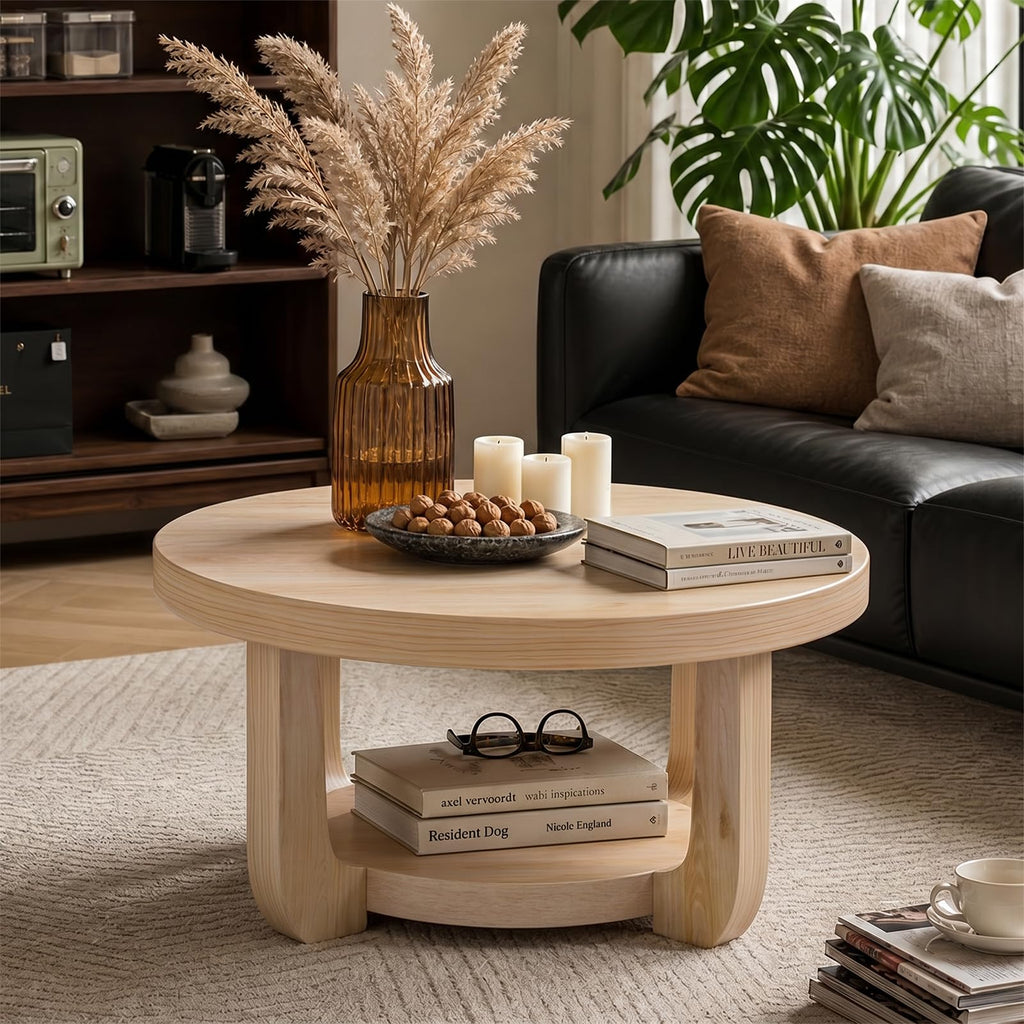 Round 2-Tier Coffee Table with Storage Z622