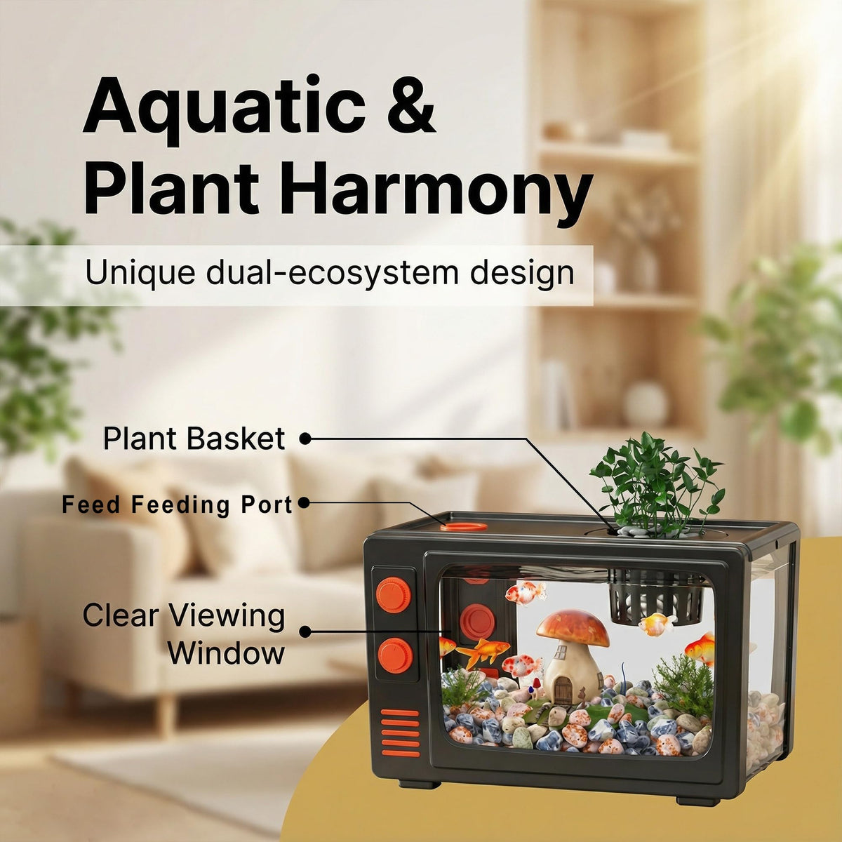 2.5 Gallon Fish Tank Kit with LED Lights, Filter & Plant Planter K140