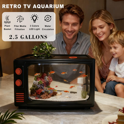 2.5 Gallon Fish Tank Kit with LED Lights, Filter & Plant Planter K140