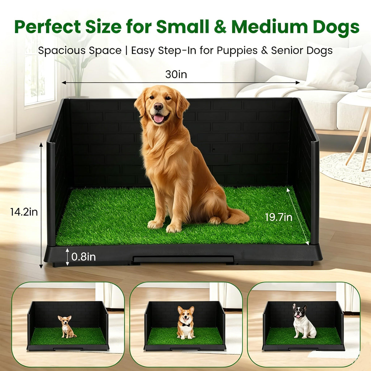 Dog Grass Pad with Tray 30"x19.7" Indoor Dog Potty with Drawer J50049