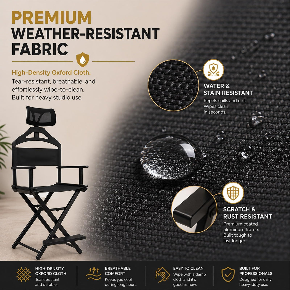 Foldable Makeup Chair with Footrest V993