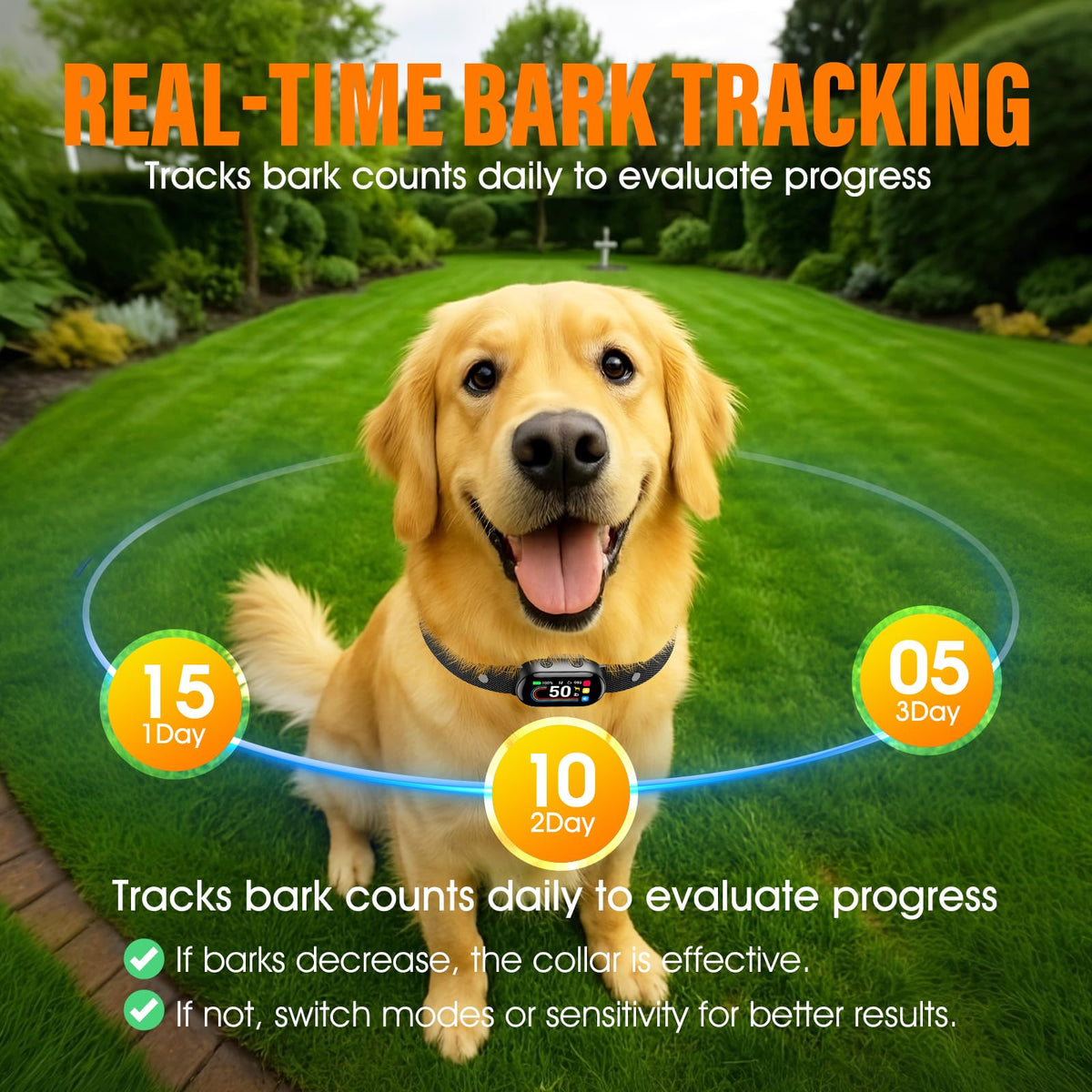 Rechargeable Smart Dog Bark Collar 4 Modes 8 Levels V590962