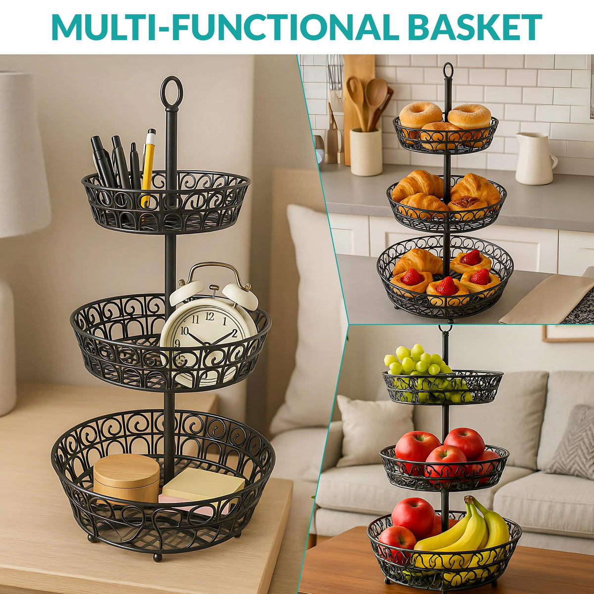 3-Tier Metal Fruit Basket M934440