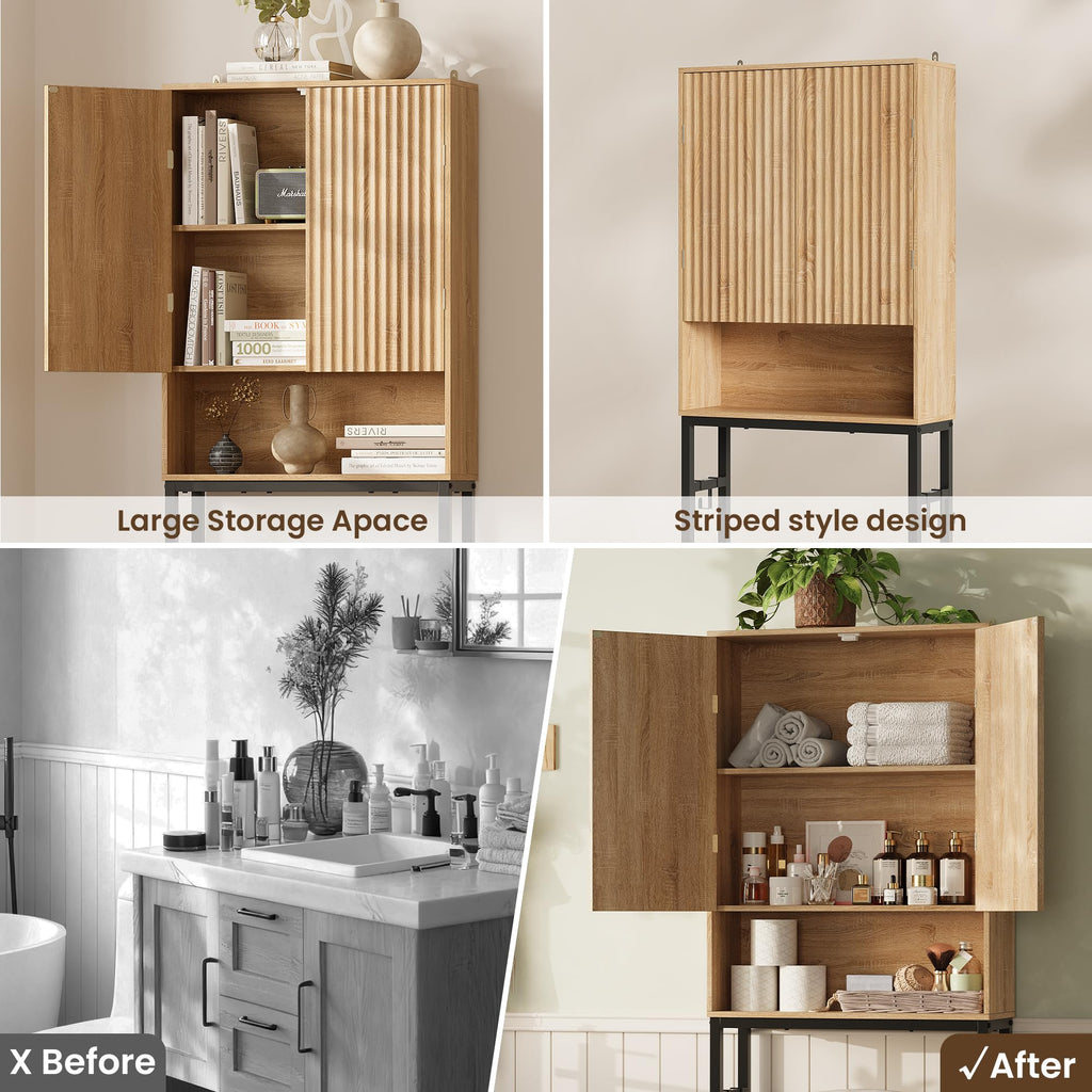 Freestanding Tall Wood Over The Toilet Storage Cabinet S53838