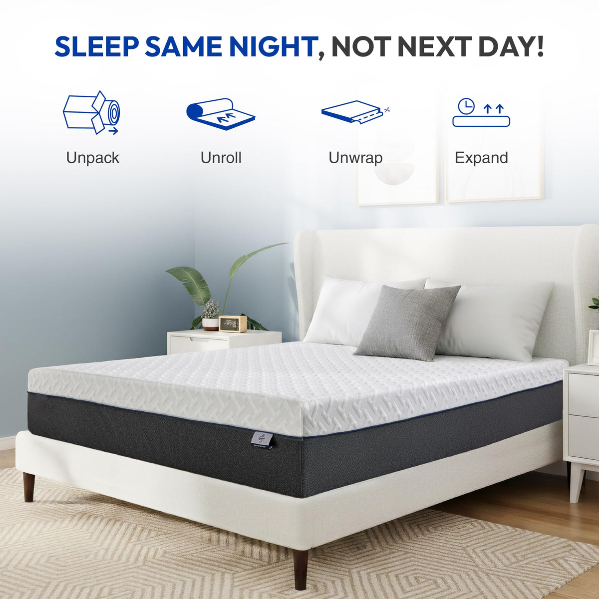 10 Inch Gel-Infused Green Tea Memory Foam Twin Mattress U5334