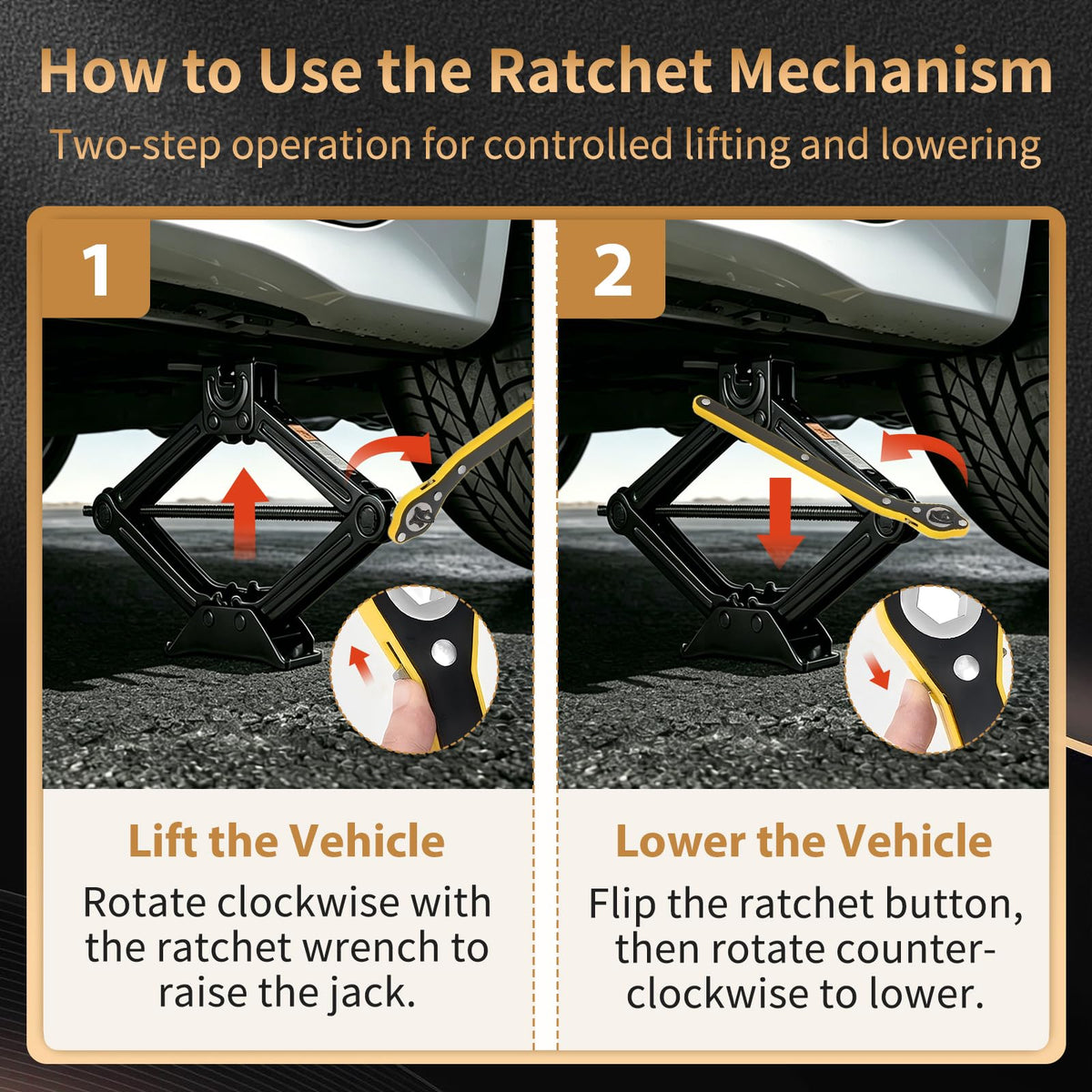 3-Ton Scissor Jack Kit with Ratchet Wrench E923472