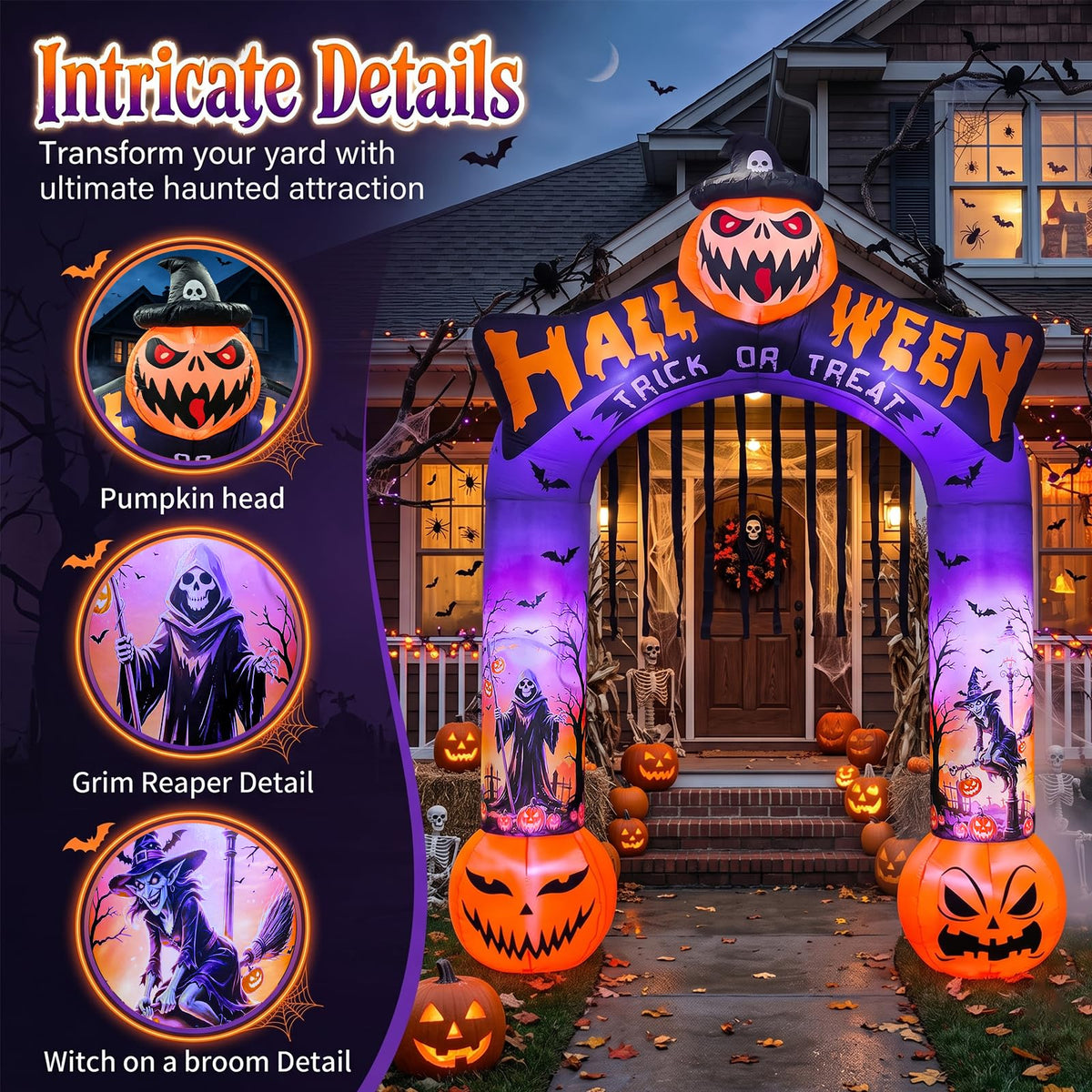 10 FT Halloween Inflatable Archway with LED Lights S535547