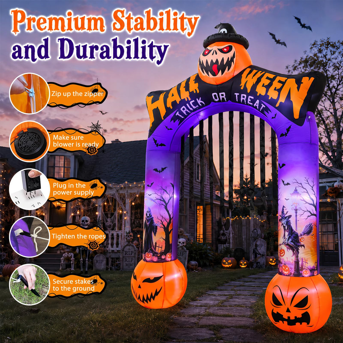 10 FT Halloween Inflatable Archway with LED Lights S535547