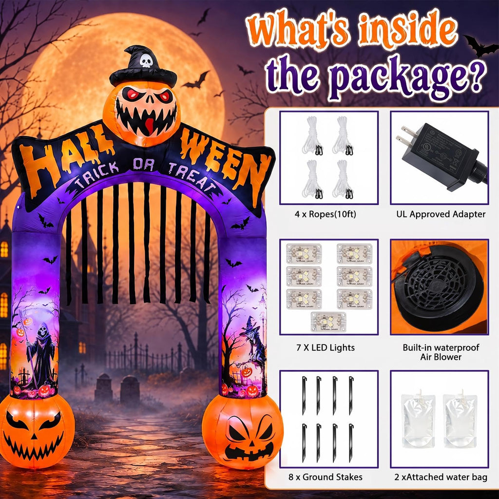 10 FT Halloween Inflatable Archway with LED Lights S535547