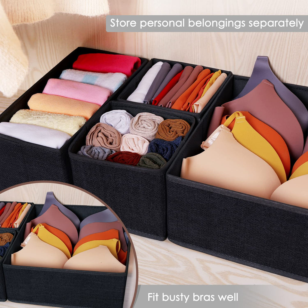 6 Pack Black Fabric Drawer Organizer Y440430