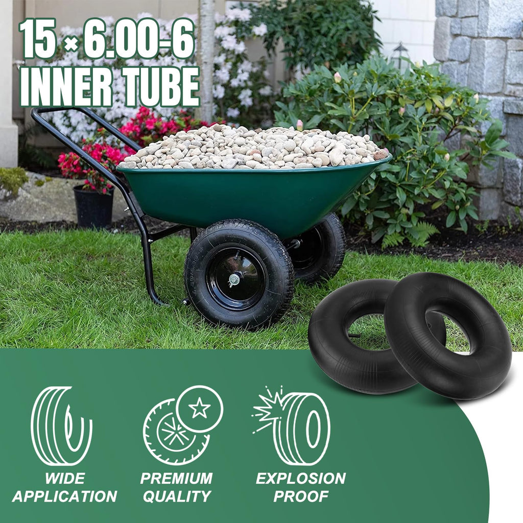 15x6.00-6 Inner Tube with Straight Valve Stem 2-Pack G228