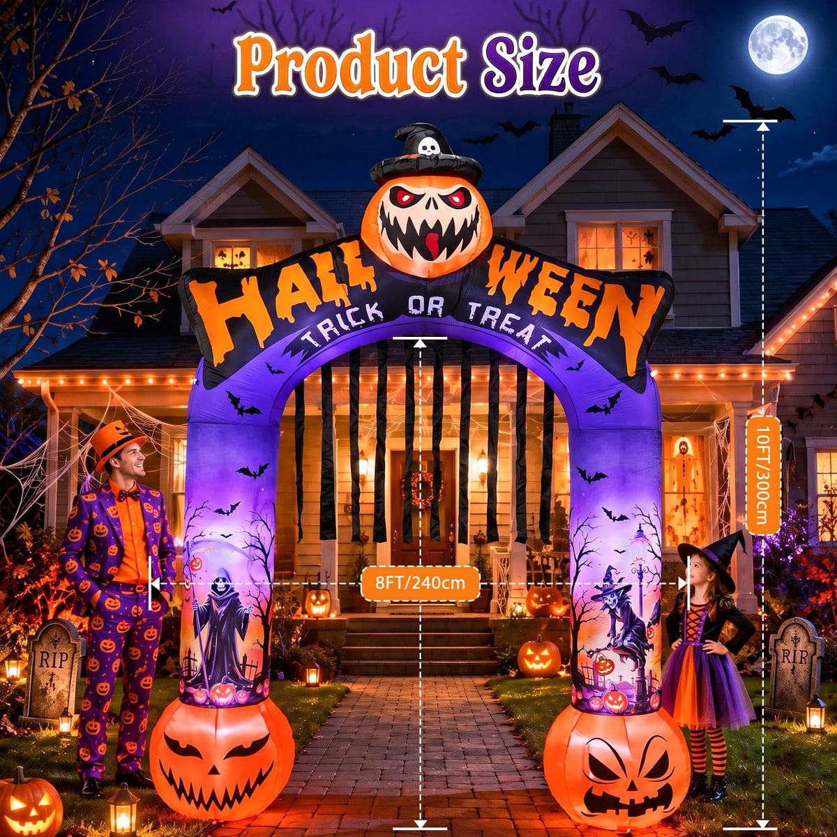 10 FT Halloween Inflatable Archway with LED Lights S535547