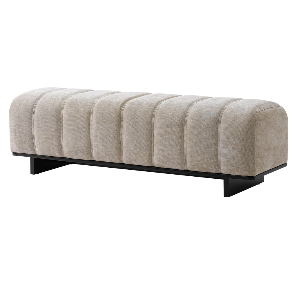 Oatmeal Black Chenille Upholstered Dining Bench J962