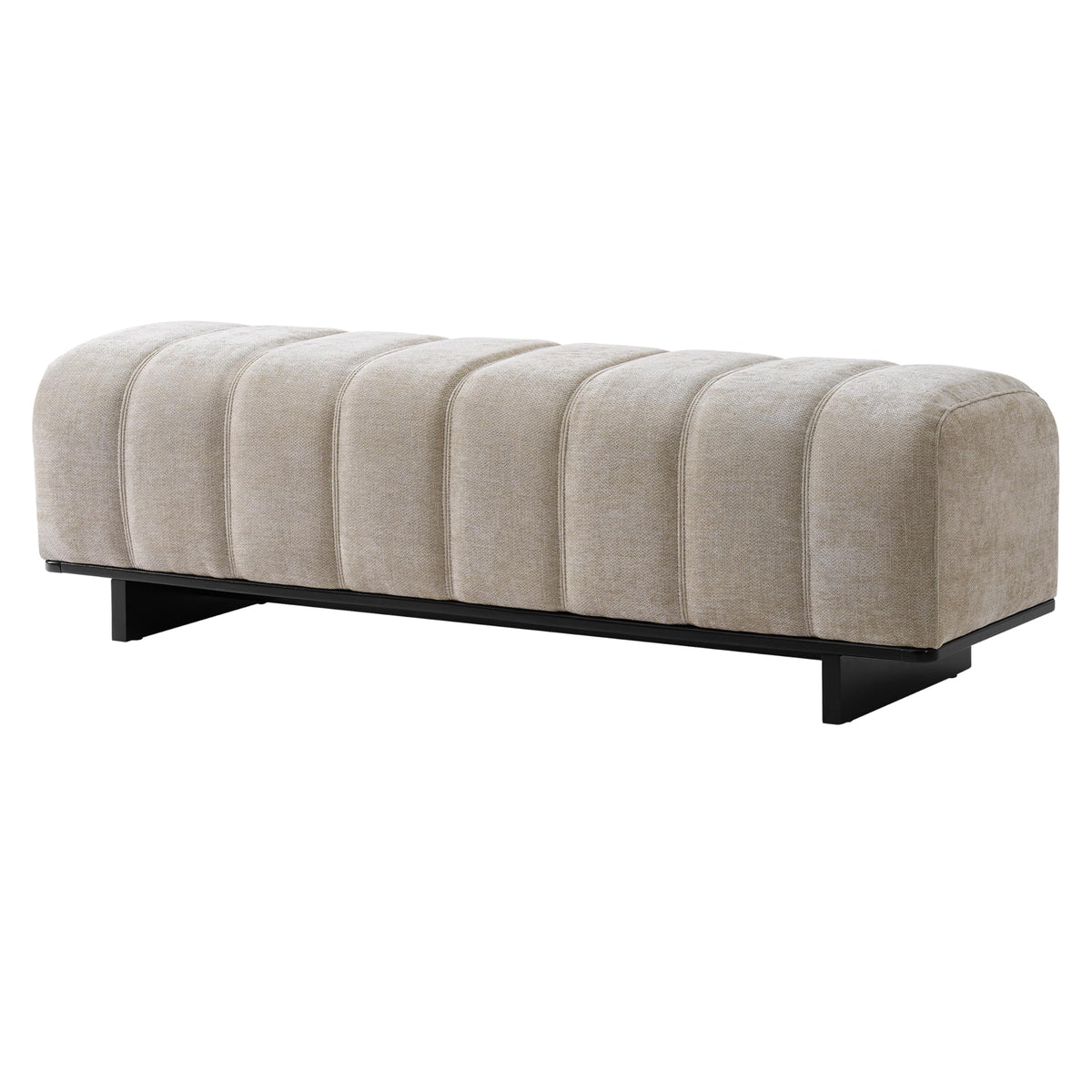 Oatmeal Black Chenille Upholstered Dining Bench J962