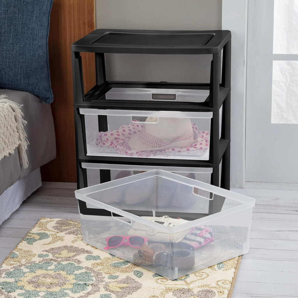 Black 5 Drawer Wide Tower M3813
