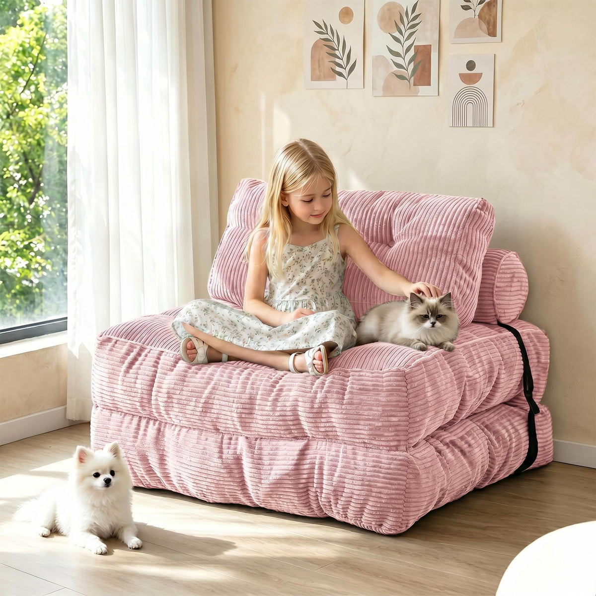 3-in-1 Folding Sofa Bed Convertible Futon Chair C6343