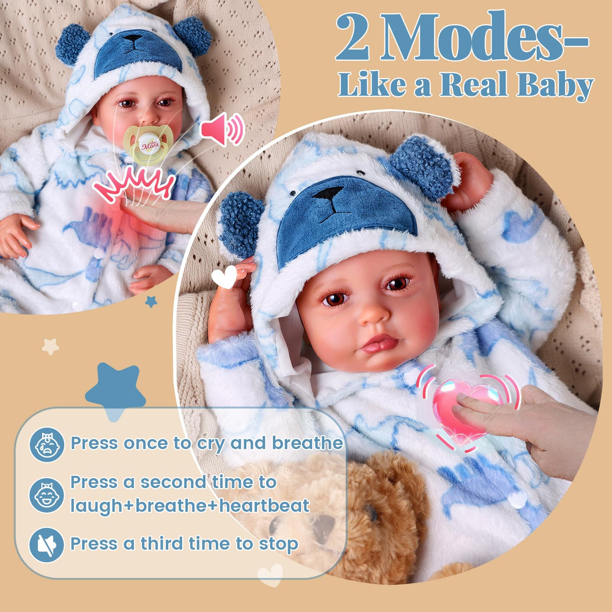Reborn Baby Dolls with Breathing, Heartbeat, Coos & Conversation J7780