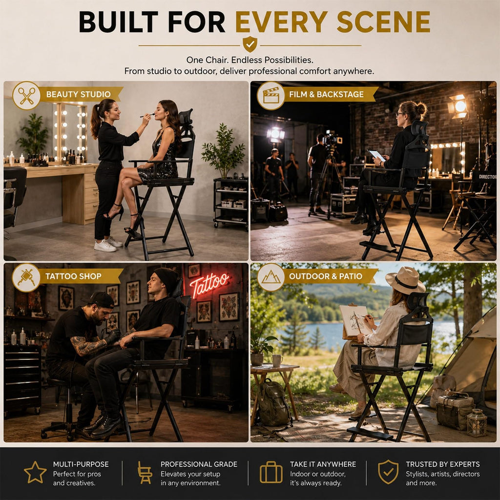 Foldable Makeup Chair with Footrest V993