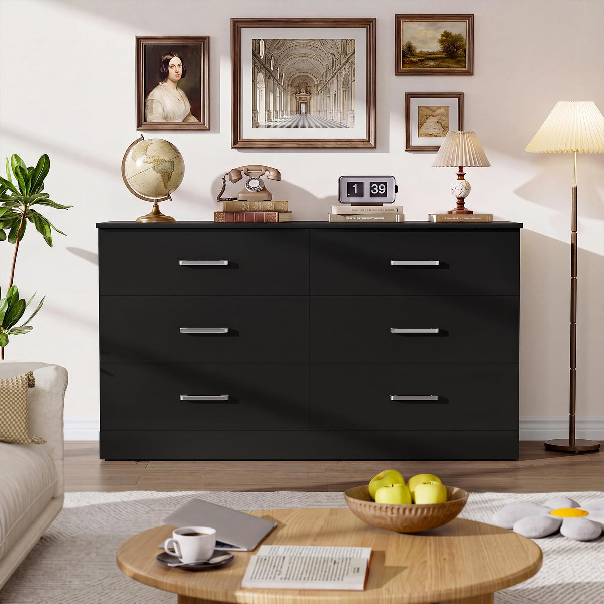 6 Drawer Dark Black Dresser A932