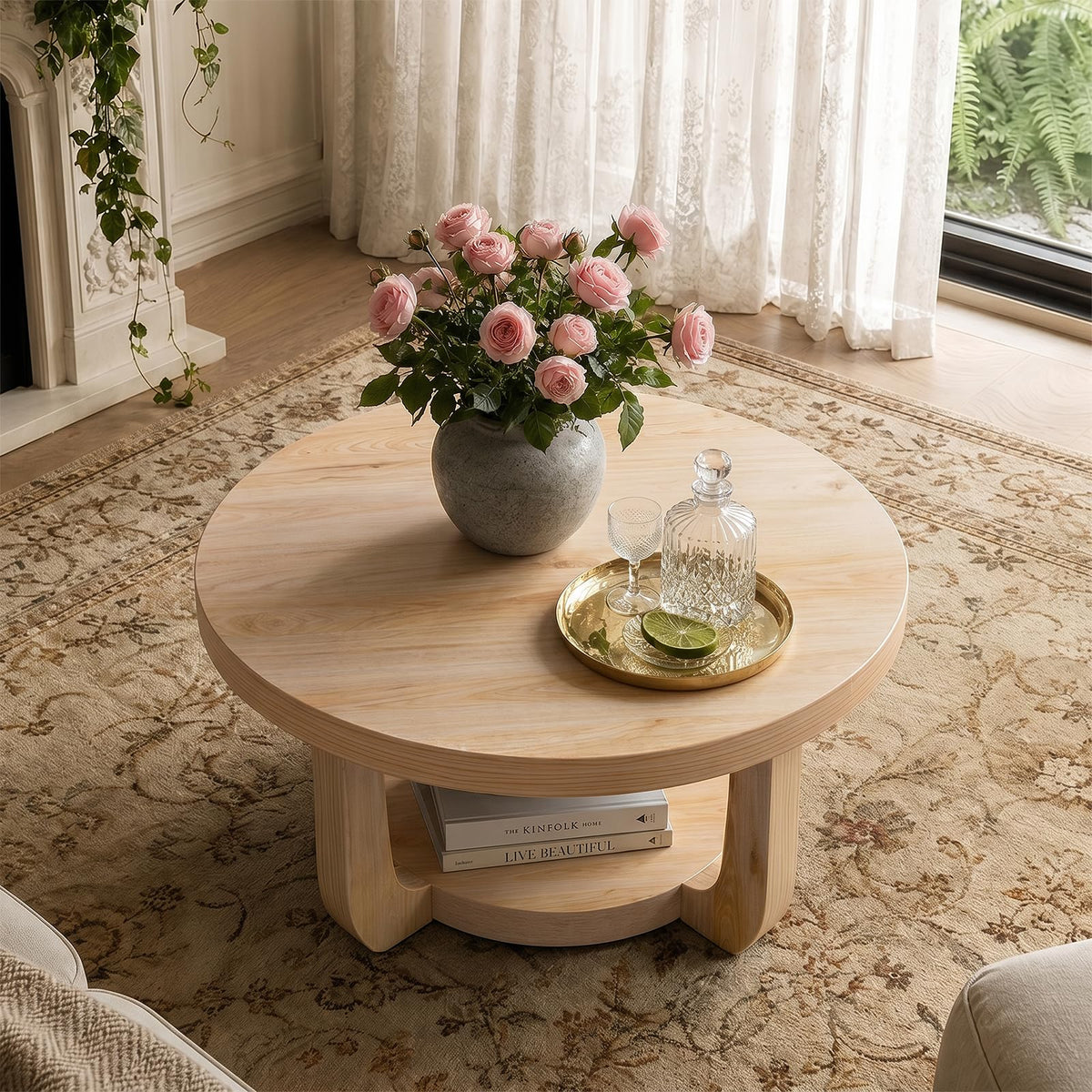 Round 2-Tier Coffee Table with Storage Z622